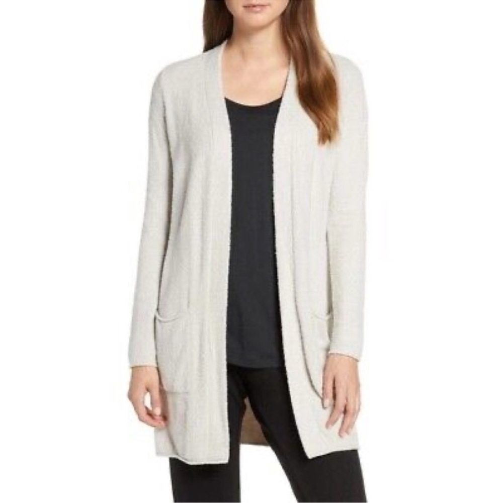 Barefoot Dreams CozyChic Lite Pocket Cardigan bisque cream ecru open kimono